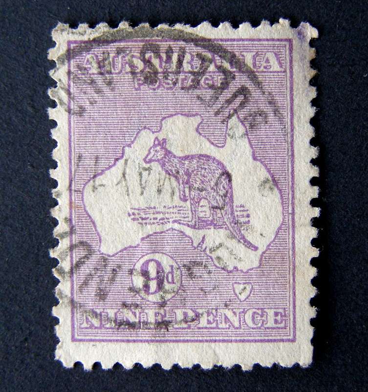 AUSTRALIA - 9d. Violet Kangaroo (Wmk Large Crown A) 1916
