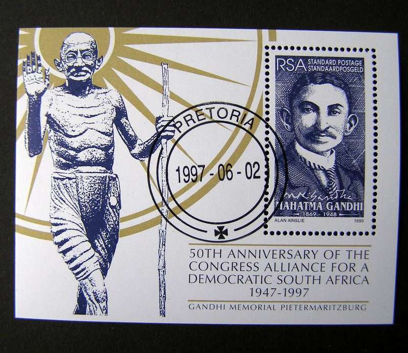 SOUTH AFRICA Miniature Sheet (CTO) - Mahatma Gandhi 1997