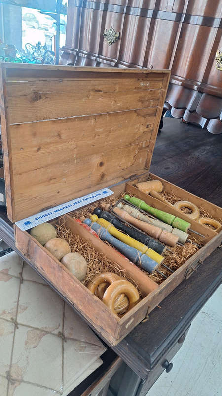Vintage German Ring Toss Game Set  E.W. Matthes Berlin  Wooden Box  Complete