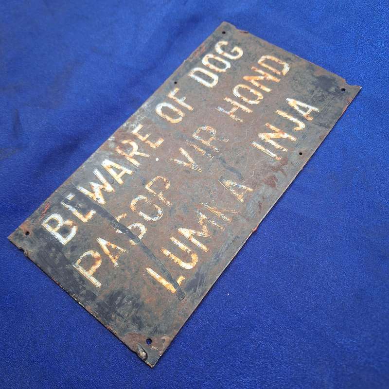 Beware of the Dog Metal Sign - Vintage