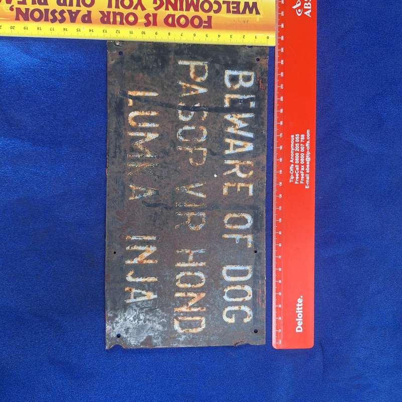 Beware of the Dog Metal Sign - Vintage