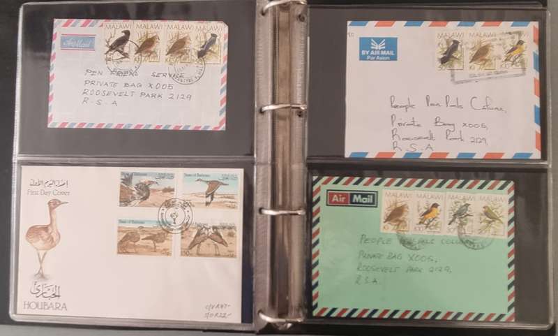 FDC ALBUM NO 2 WITH BIRD THEMATIC STAMPS ETC ON FDCs, COVERS, PCARDS ETC. AS PER IMAGES. NB: READ!