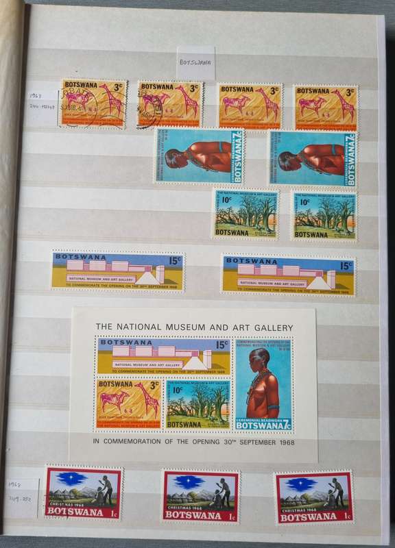 BOTSWANA MINT + USED ACCUMULATION IN 2ND HAND PRONTO ALBUM. NOTED GOOD RANGE OF MINERAL ISSUES. READ