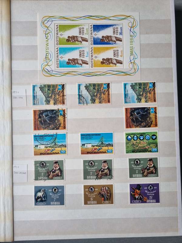 BOTSWANA MINT + USED ACCUMULATION IN 2ND HAND PRONTO ALBUM. NOTED GOOD RANGE OF MINERAL ISSUES. READ