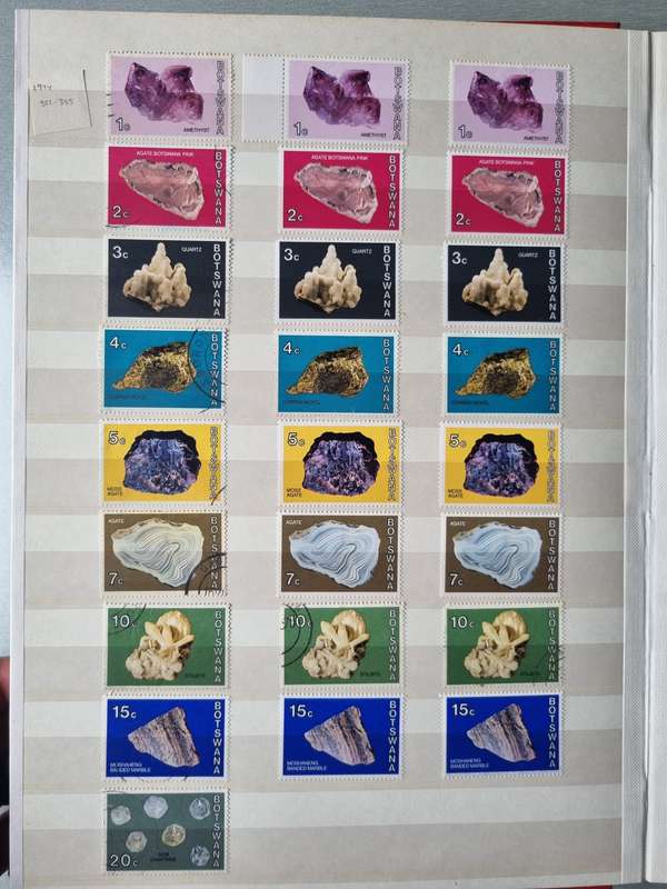 BOTSWANA MINT + USED ACCUMULATION IN 2ND HAND PRONTO ALBUM. NOTED GOOD RANGE OF MINERAL ISSUES. READ