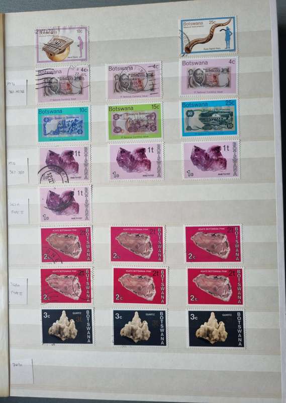 BOTSWANA MINT + USED ACCUMULATION IN 2ND HAND PRONTO ALBUM. NOTED GOOD RANGE OF MINERAL ISSUES. READ