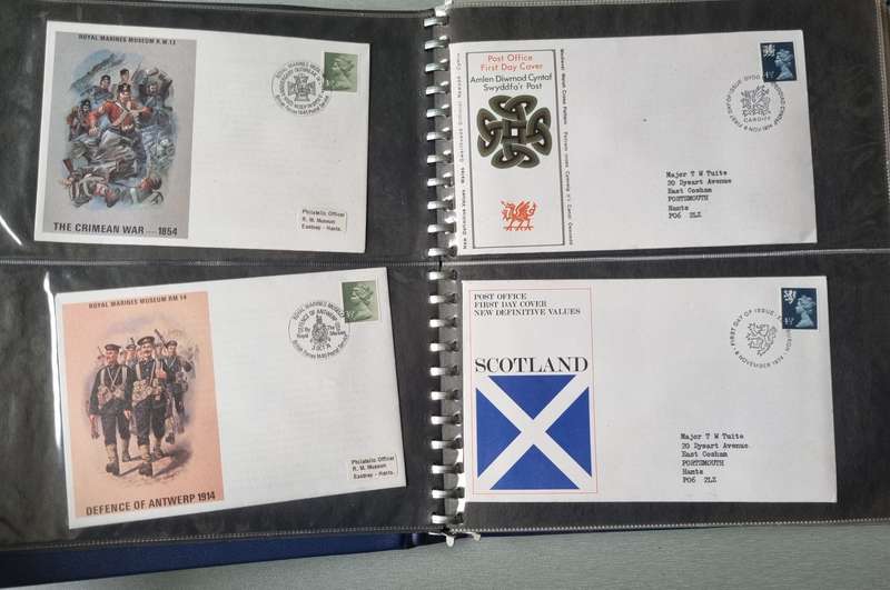 GB/ISLE OF MAN/JERSEY ETC IN ALBUM WITH FDCs, COMM COVERS ETC+ODD ROYAL ENGINEER COVERS SIGNED. READ