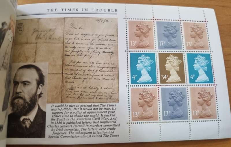 GB 1985 `STORY OF THE TIMES` 5 POUND BOOKLET MINT AND COMPLETE. SG DX6. CV GBP 22. NICE ITEM.