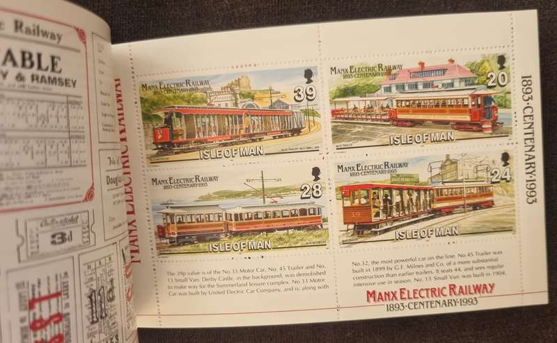 ISLE OF MAN 1993 MANX ELECTRIC RAILWAY CENTENARY MINT AND COMPLETE BOOKLET. AS PER IMAGES.