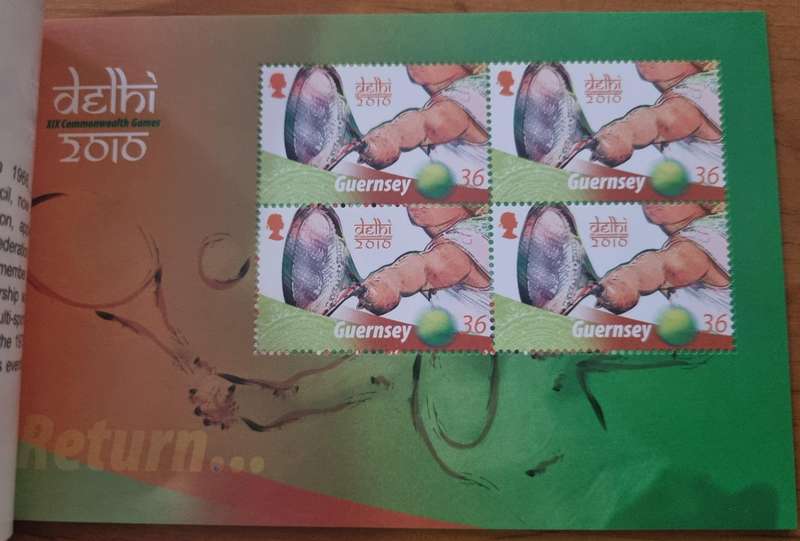 GUERNSEY 2010 COMMONWEALTH GAMES DELHI INDIA PRESTIGE BOOKLET MINT AND COMPLETE. SB95. LOVELY ITEM.