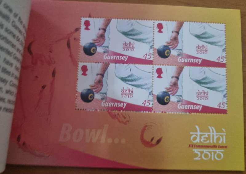 GUERNSEY 2010 COMMONWEALTH GAMES DELHI INDIA PRESTIGE BOOKLET MINT AND COMPLETE. SB95. LOVELY ITEM.