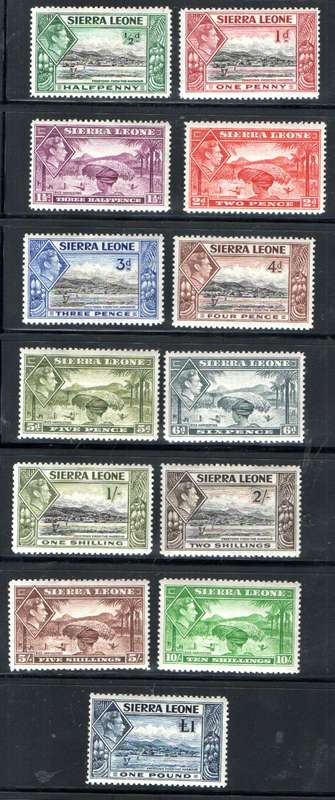 SIERRA LEONE KGVI 1938-44 MINT (*/**) SHORT SET OF SINGLES TO 1 POUND. AS PER SCANS. CV GBP 90+.