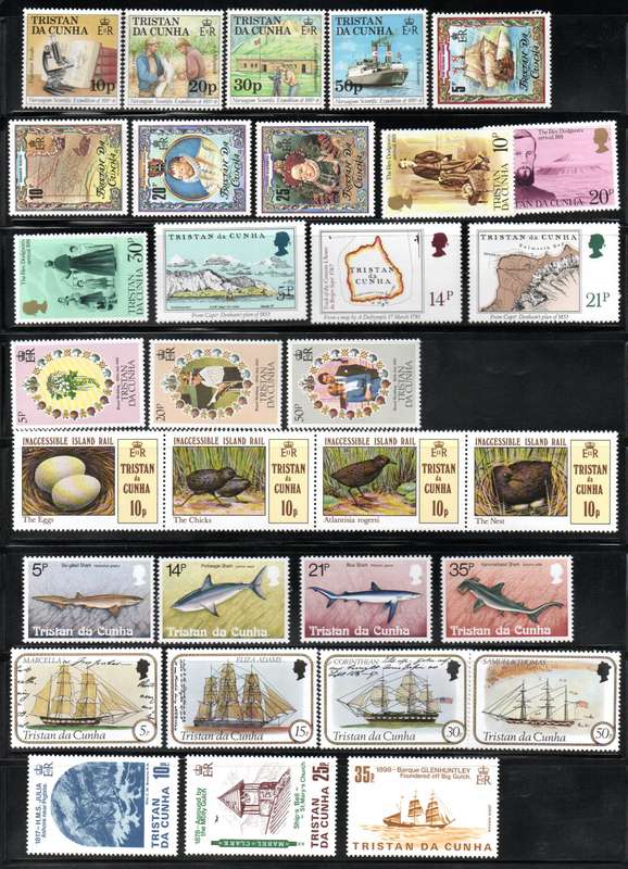 TRISTAN DA CUNHA SELECTION OF UMM/SOME USED SINGLES, MSHEETS ETC (SETS ETC). AS PER (X6) SCANS.