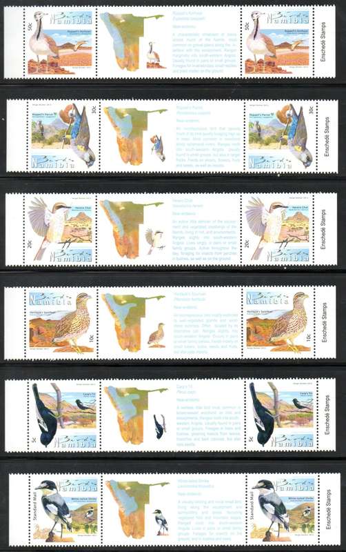 NAMIBIA 2012 5TH DEF BIRDS SET OF (X12) UMM GUTTER PAIRS. AS PER SCANS. CC743-54. CV R552. NICE SET.