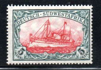 GERMAN SWA 1906-19 5 MARK LMM SINGLE. LOZENGES WMK. SACC34. AS PER SCANS. CV R1200.