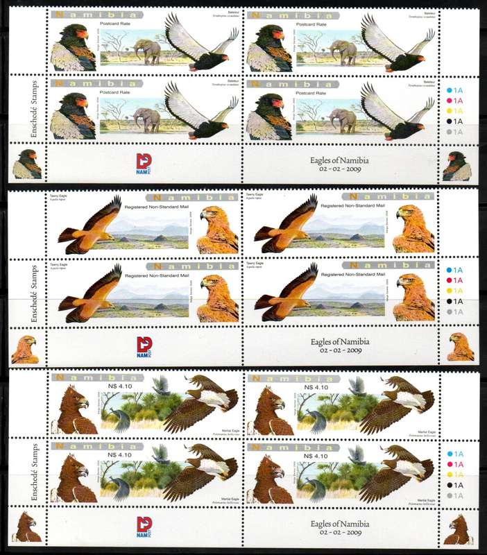 NAMIBIA 2009 EAGLES UMM SET OF (X4) CONTROL BLKS. AS PER SCANS. SACC647/50. CV R940.