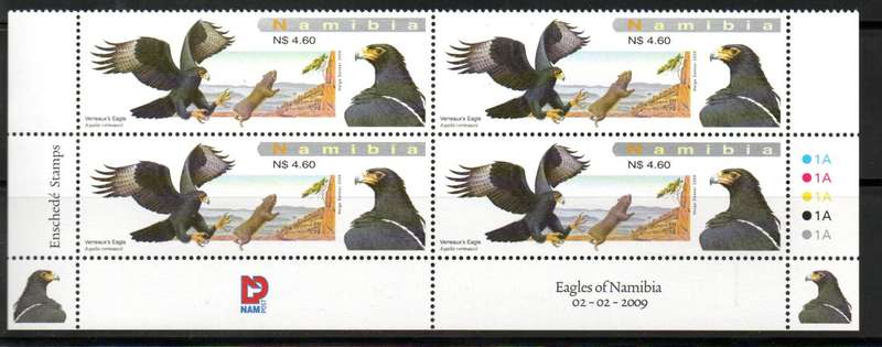 NAMIBIA 2009 EAGLES UMM SET OF (X4) CONTROL BLKS. AS PER SCANS. SACC647/50. CV R940.