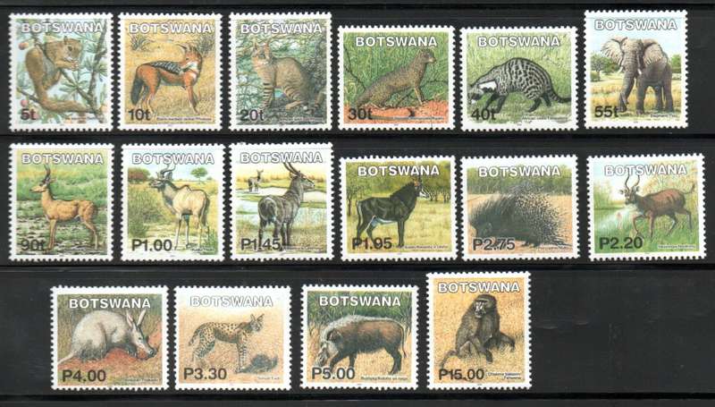 BOTSWANA 2002 MAMMALS UMM SET OF (X16) SINGLES. AS PER SCANS. SG974/89. CV GBP 27. LOVELY THEMATIC.
