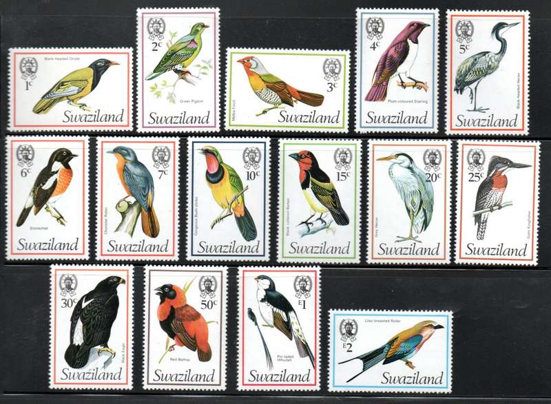 SWAZILAND 1976-78 BIRDS UMM SET OF (X15) SINGLES. AS PER SCANS. LOVELY THEMATIC SET. CV GBP 21.