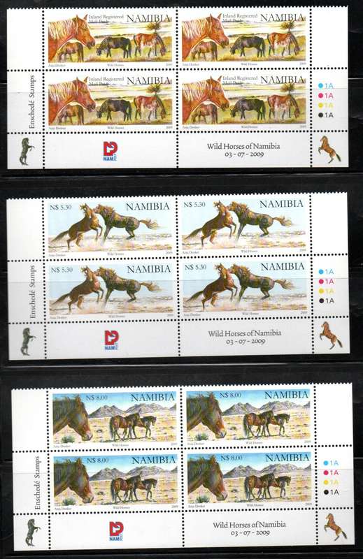 NAMIBIA 2009 WILD HORSES UMM SET OF (X3) CONTROLS BLKS + ADD VALUE 1A+1B CONTROLS. TOTAL CV R840.