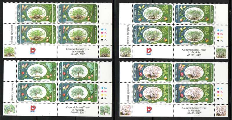 NAMIBIA 2007 COMMIPHORBAS SET OF (X4) CONTROL BLKS. CC571-574. AS PER SCANS. CV R300.