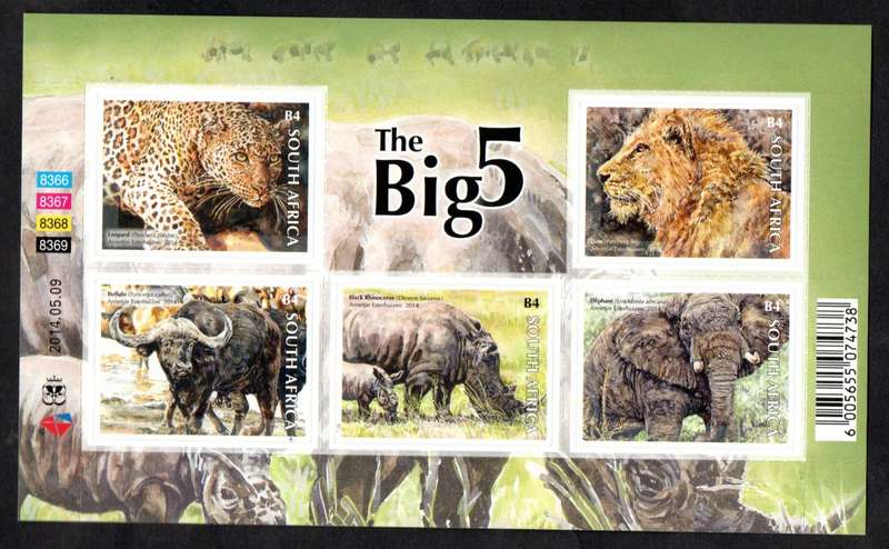 RSA 2014 THE BIG FIVE SELF-AD MINT SHEETLET CC2262. AS PER SCANS. CV R500. LOVELY.