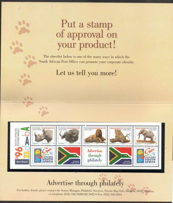 RSA 1996 DURBAN INDABA BOOKLET. UNLISTED. SCARCE ITEM AS WAS ONLY ISSUED AT THE INDABA.