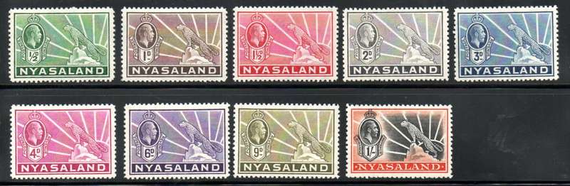 NYASALAND 1934-5 KGV LMM SET OF (X9). SG114/122. AS PER SCANS. CV GBP 48.