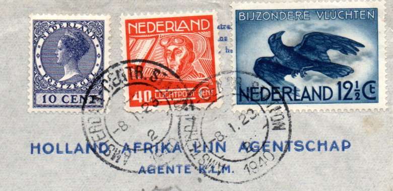 NETHERLANDS 1940 WORLD WAR II SPECIAL FLIGHT COVER TO JHB (VIA NAPLES BY LAND) SIGNED. AS DESCRIBED.