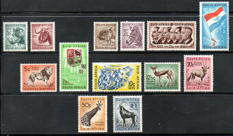 UNION 1961 DEF ISSUE IN RANDS AND CENTS UMM SET OF (X13) SINGLES. CC184-96. CV R802.50. AS PER SCANS