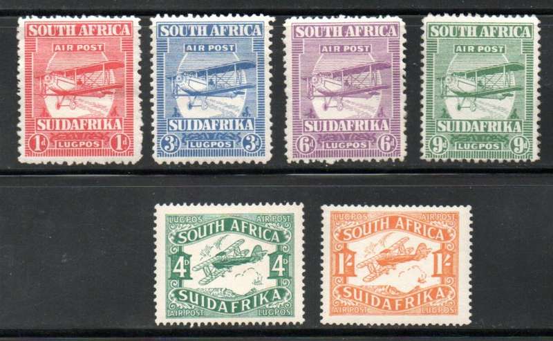 UNION 1925 1ST AIRMAIL SET OF (X4) M/M CC25-28 + 2ND AIRMAIL SET OF (X2) UMM CC40/41. TOTAL CV R2050