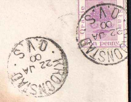 OFS 1900 BOER WAR CENSORED COVER 'GEOPEND ONDER KRIJGSWET' ADDR TO STANDARD BANK MANAGER PRETORIA.