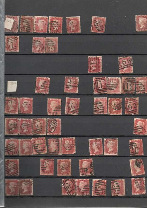 LIGHTHOUSE ALBUM 2ND HAND WITH MANY PENNY REDS. UNCHECKED. NOTATIONS SUGGEST PLATES 171-207. READ.