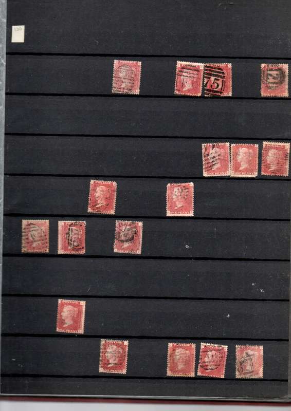 LIGHTHOUSE ALBUM 2ND HAND WITH MANY PENNY REDS. UNCHECKED. NOTATIONS SUGGEST PLATES 129-140. READ.
