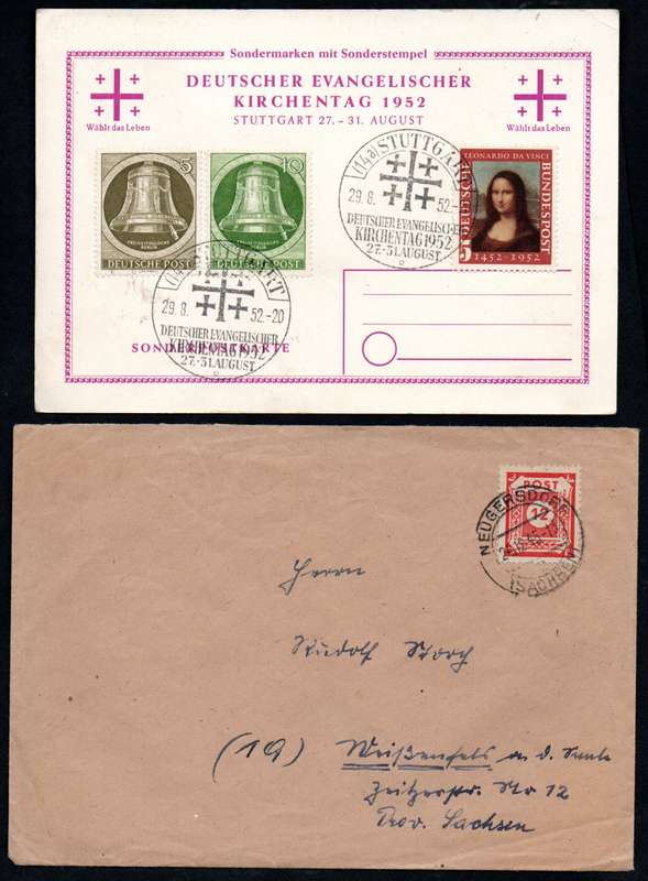 GERMANY 1938-52 SELECTION OF COVERS, POSTCARDS ETC. AS PER SCANS. NICE ITEMS.