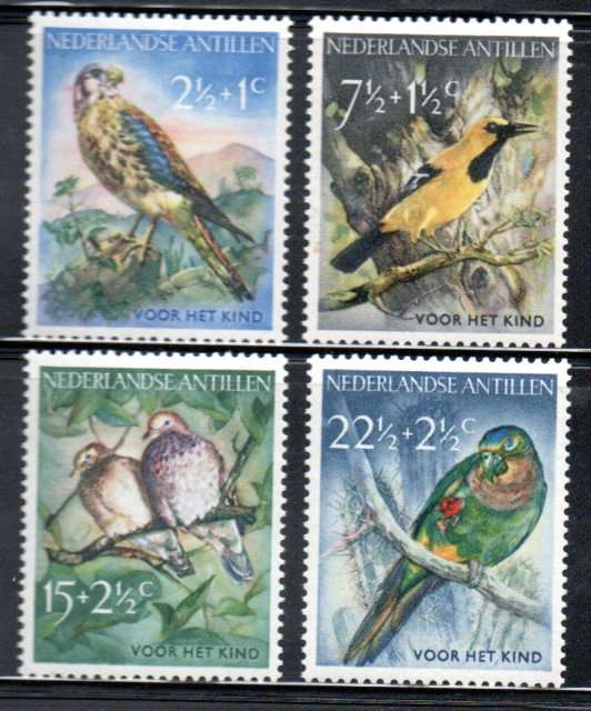 NETHERLANDS ANTILLES 1958 CHILD WELFARE (BIRDS) SET OF (X4) M/MINT. SG368/71. CV GBP 9+.