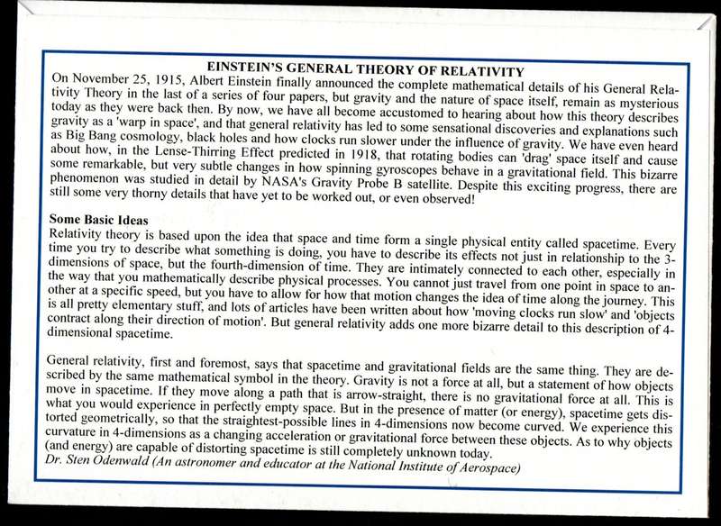 RSA 2015 100TH ANNIV OF EINSTEIN'S THEORY OF RELATIVITY COVER PRIVATELY MADE. AS PER SCANS.