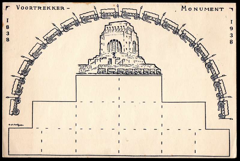UNION 1938 VOORTREKKER COVER UNSERVICED. AS PER SCANS.