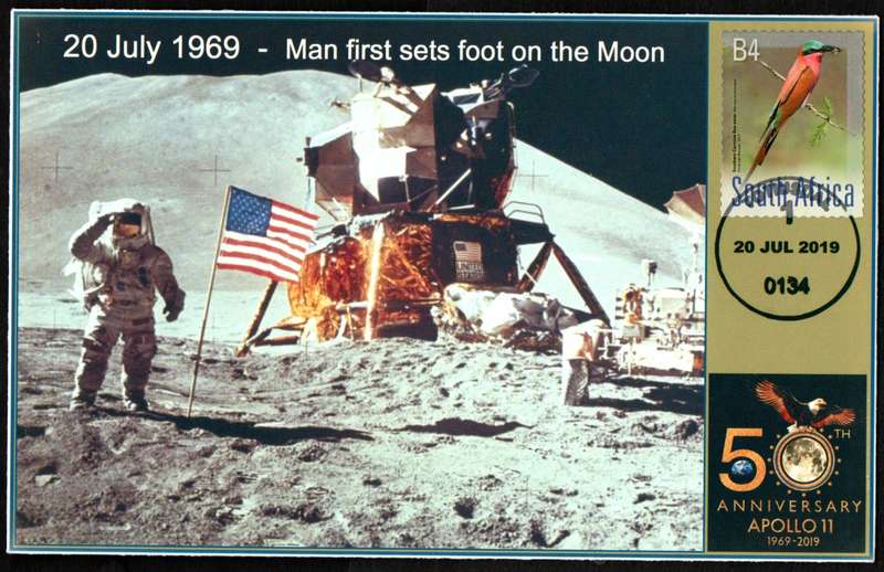 RSA 2019 50TH ANNIV APOLLO 11 'MAN FIRST SETS FOOT ON THE MOON' PRIVATELY MADE COVER. LOVELY ITEM.