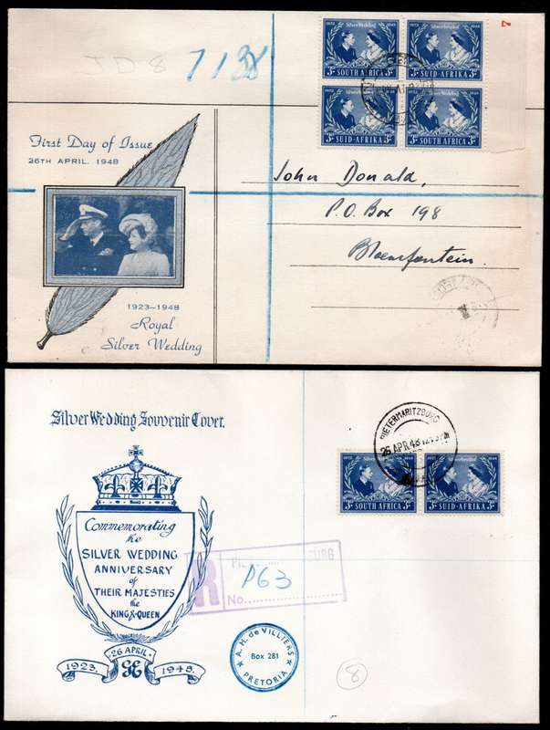 UNION 1948 ROYAL SILVER WEDDING SELECTION OF (X11) COVERS. AS PER SCANS. NICE LOT.