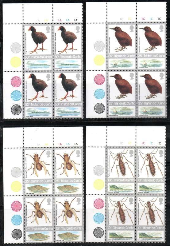 TRISTAN DA CUNHA 1989 FLIGHTLESS INSECTS AND BIRDS UMM SET OF (X4) CONTROLS SG422/25. NICE THEMATICS