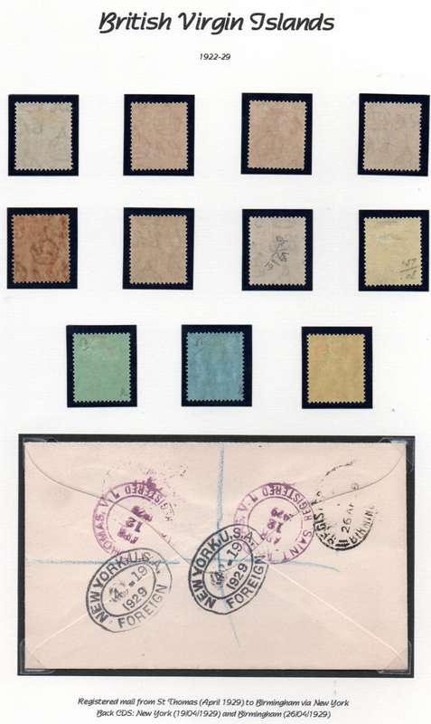 BRITISH VIRGIN ISLANDS 1922-29 SET HINGED MINT PLUS COVER CAT GBP 100+!! AS PER SCANS.