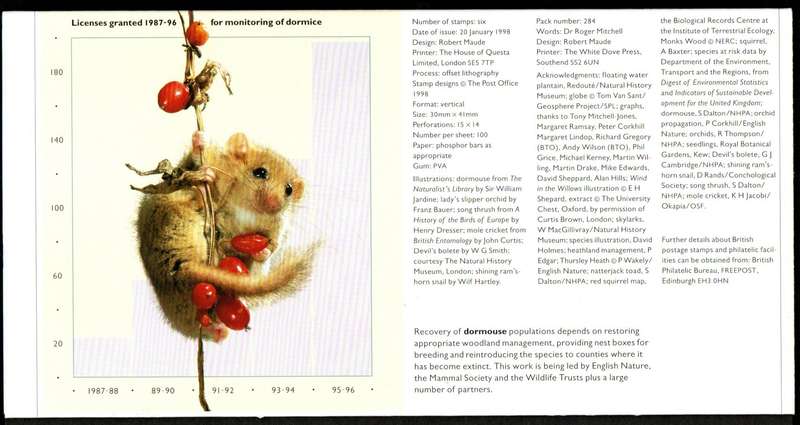 GB 1998 ENDANGERED SPECIES PRESENTATION PACK NO 284 WITH MINT STAMPS. NICE ITEM.