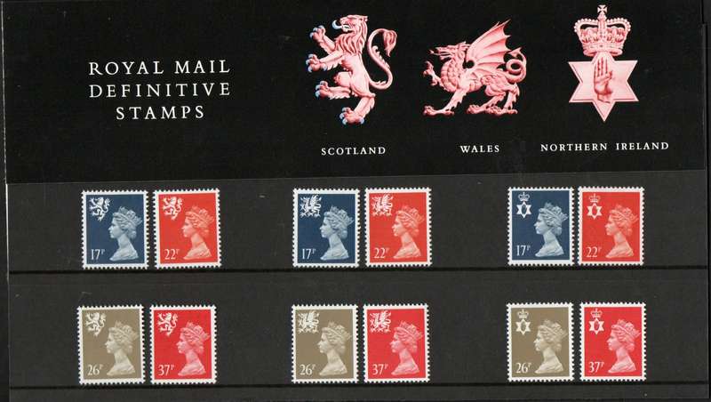 GB 1990 DEF STAMPS (REGIONAL ISSUES) PRESENTATION PACK NO 23 WITH MINT STAMPS. CV GBP 16. NICE ITEM.