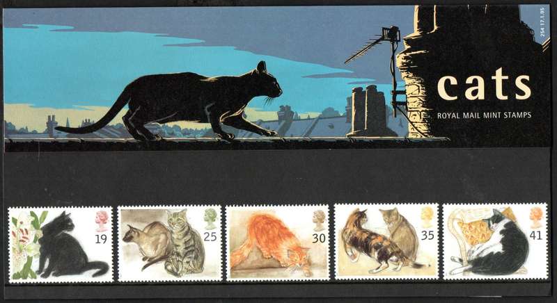 GB 1995 Cats presentation pack no 254 with mint stamps - lovely item.
