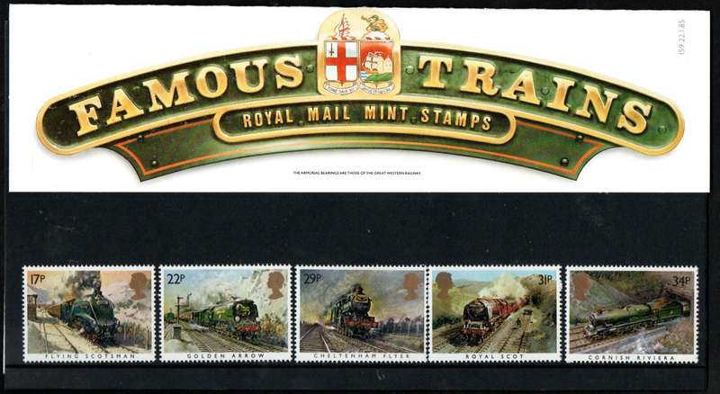 GB 1985 Famous Trains presentation pack no 159 with mint stamps - as per scans.