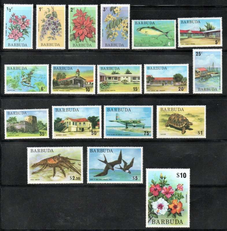 BARBUDA 1974 M/MINT SET OF (X18) SINGLES. SG181/197b. AS PER SCANS. CV GBP 14+. LOVELY SET.
