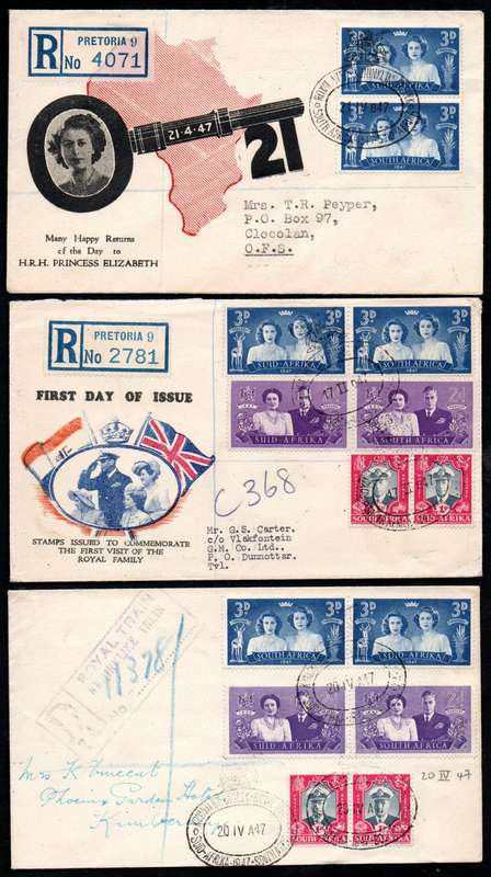 UNION 1947 SELECTION OF (X19) DIFFERENT ROYAL VISIT COVERS. AS PER SCANS. NICE LOT.