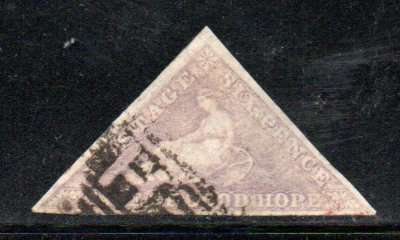 CAPE OF GOOD HOPE 6d USED TRIANGULAR SINGLE. MARGINS ETC AS PER SCANS. SACC16?