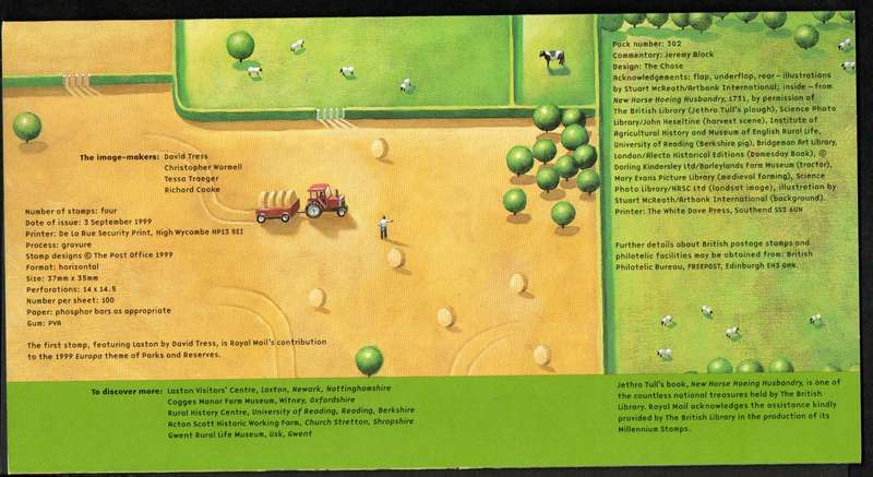 GB 1999 MILLENNIUM SERIES THE FARMERS' TALE PRESENTATION PACK NO 302. AS PER SCANS. NICE ITEM.